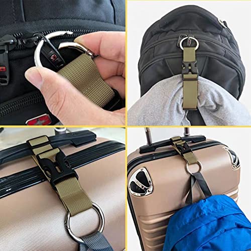 Image of GORGECRAFT 2Pcs Luggage Straps Coat Jacket Gripper Holder Suitcase Belt Clip Ring Hook Olive Drab Adjustable Belt Straps with Iron Hinged Rings and Plastic Release Buckle Polyester Travel Accessories