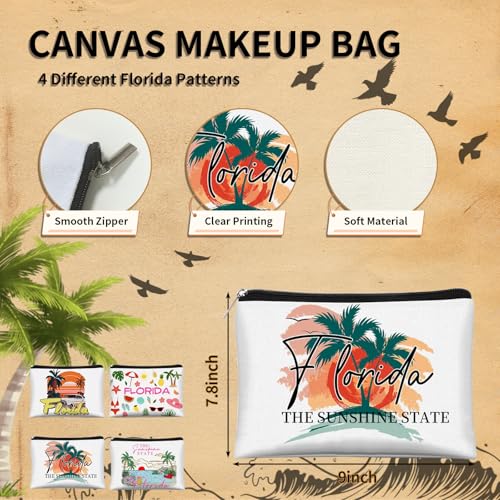 4 Pcs Florida Makeup Bag,Florida Souvenirs and Gift,Travel Vacation Cosmetic Zipper Bag for Her,Mom,Sisters,Friends and Teachers2