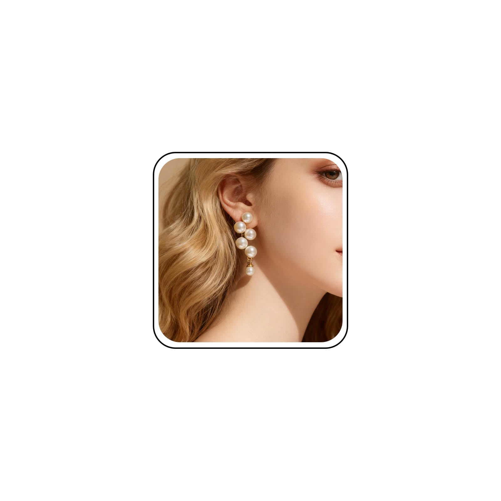 Boho Pearl Drop Earrings Long Pearl Tassel Earrings Gold Cluster Pearls Studs Bridal Pearls Earring Jewelry for Women and Girls