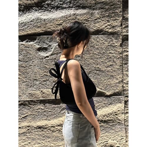 Bow Purse Beaded Bow Hobo Bag Crescent Shoulder Bag with Bowknot Stylish Medium Handbag Trendy Gift for Women3