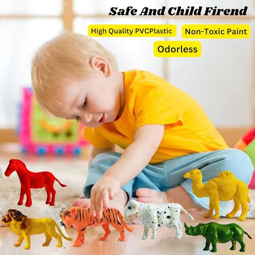 Image of Realistic Forest Animals Action Figures Toys Playset|12PCS Mini Farm & Wildlife Jungle Animal Figurine Set for Kids Boys and Girls Educational|Learning Items Toyset Birthday Gifts for Children