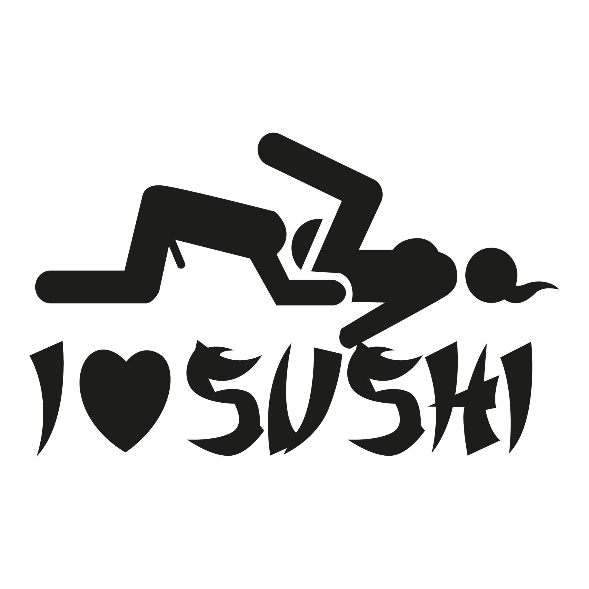 INDIGOS UG Sticker - Bumper - Car - Vehicle - JDM - Die Cut - OEM - I Love Sushi - 190x120 mm Black - Office Home School Tuning Truck