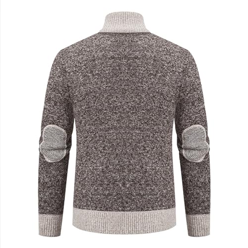 Mens Sweater Cardigan Full Zip Up Stand Collar Cable Knitted Fall Sweaters Warm Long Sleeve Cardigans with Pockets2