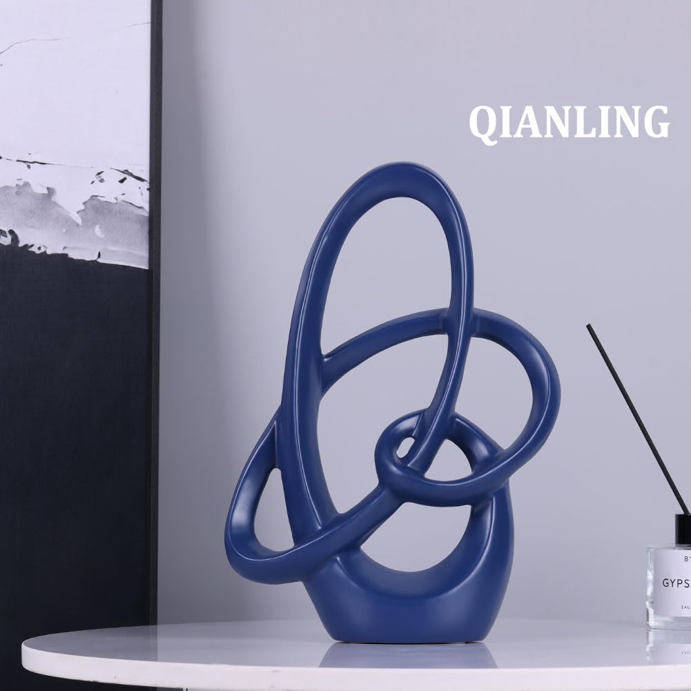 Scultura Decorativa Blu - Sculture Moderne per Arredo Casa, Arte Astratta in Resina, Centrotavola Blu per Soggiorno, Camera da Letto, Bagno, Ufficio, Scaffale, Camino - Matrimonio, Tavolino da Caffè