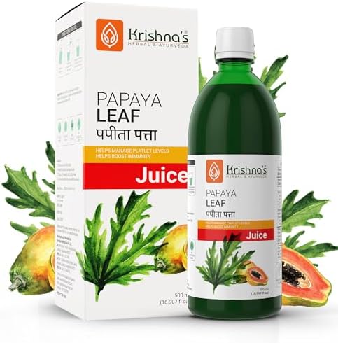 Krishna's Herbal & Ayurveda Papaya Leaf Juice, 500 ml (Pack of 1)