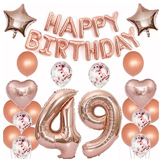 Globos 49 años decoración cumpleaños oro rosa mujer, 49 decoración cumpleaños 49 años deco mujer globo lámina oro rosa 49 cumpleaños deco mujer feliz cumpleaños 49 años cumpleaños globo mujer (49)
