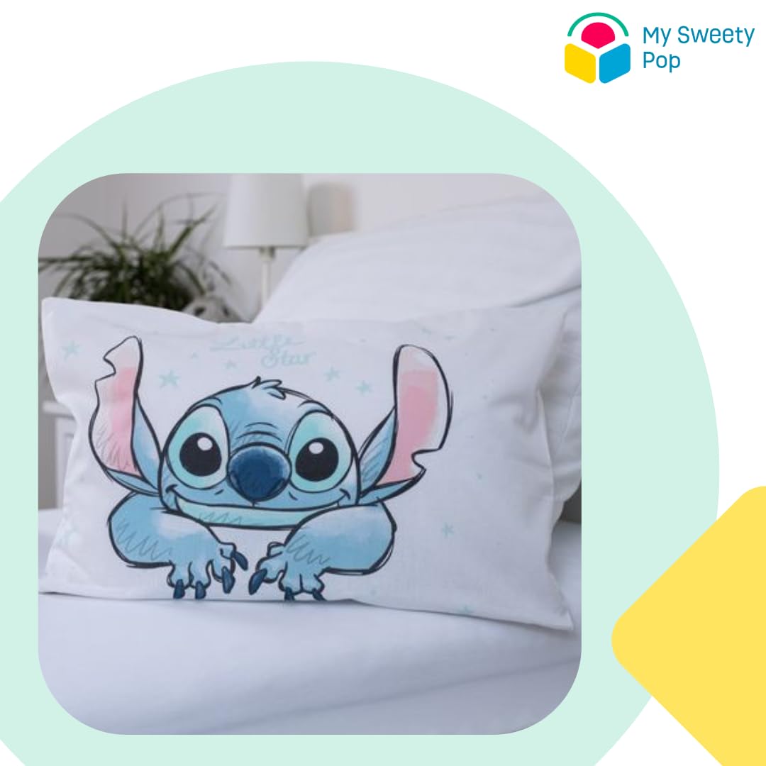 My sweety pop - Parure de lit pour bébé Stitch- 2 Pieces - Enfant - Housse de Couette - Réversible - 100 x 135 - Taie d'oreiller - 40 x 60 cm Literie - 100% Coton