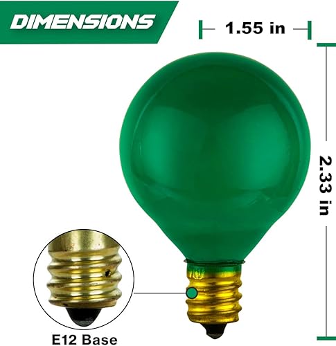 Miniatura 3 de Paquete de 25 bombillas rojas G40 de luz verde, incandescente de cerámica de 5 W, base E12, bombillas G40 de repuesto para cadena de luces, bombilla