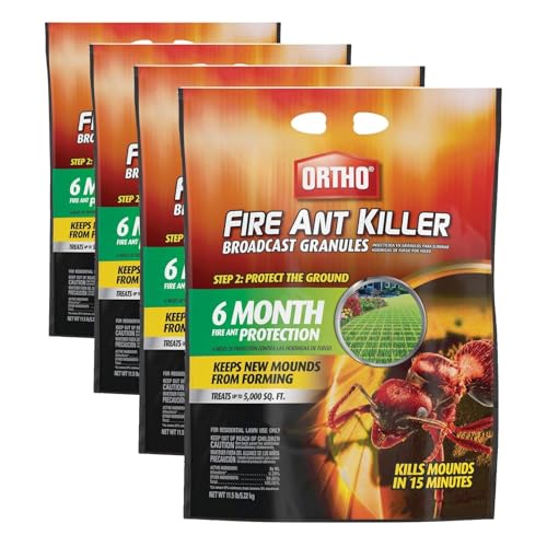 Image of Ortho Fire Ant Killer Broadcast Granules - Fire Ant Granules for Outdoors, Kills Mounds in 15 Minutes, 6 Month Protection, Treats Up to 5,000 sq. ft., 11.5 lb. (Pack of 4)