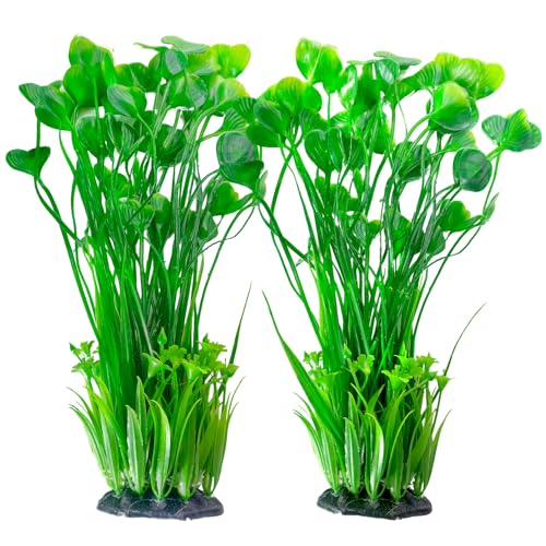 Image of kathson Large Plastic Aquarium Plants,2 Pcs Tall Fish Tank Plants Decor Artificial Seaweed Water Plant Ornament Freshwater and Saltwater Extra Large Aquarium Plant Decorations for Small Tanks