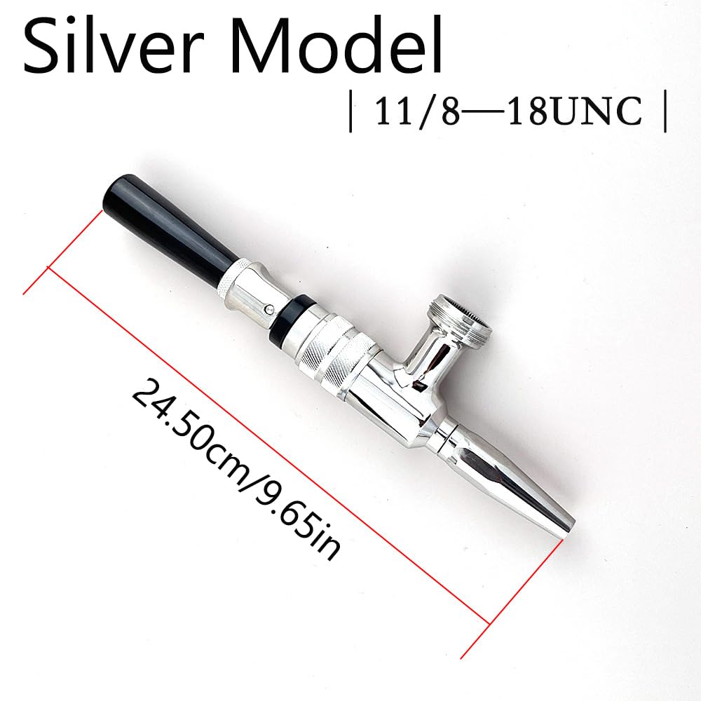 Rubinetto Stout in acciaio inox, per birra e caffè, azoto, torre per birra, birra fatta in casa, birra fredda Nitro Kegerator (argento, G5/8")