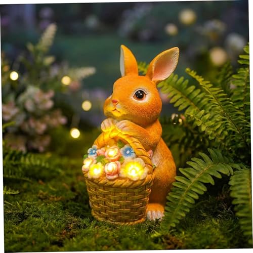 Statue de lapin solaire résistant aux intempéries jardin sans fil