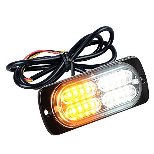 White Amber 20-LED Flash Strobe Light Caution Emergency Beacon Warning Hazard Compatible with Car POV Construction Tow Truck Van Vehicle