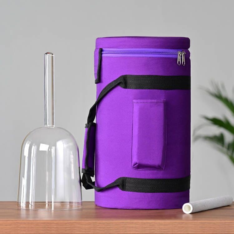 CVNC 440HZ 6 Inch F Note Handle Clear Quartz Crystal Singing Bowl + 6" Purple Colored Carry Case Bag + One Suede Mallet