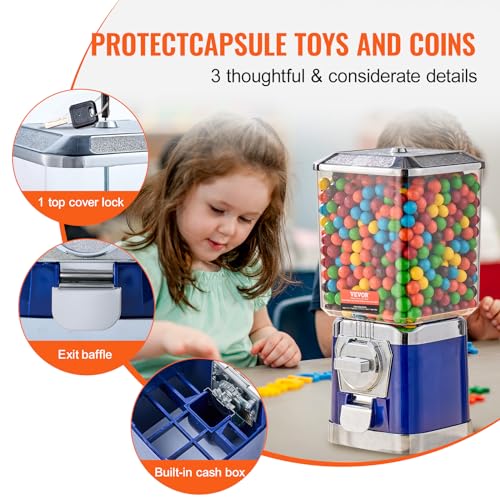 Image of VEVOR Vending Machine, Classic Gumball Bank, Huge Load Capacity Candy Gumball Machine, Mini Vending Machines, Gumball Dispenser Machine for Kids, Perfect for