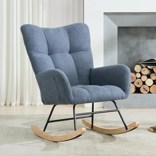 ETCZOYE Nursery Rocking Chair Teddy Upholstered Glider Rocker Rocker Accent