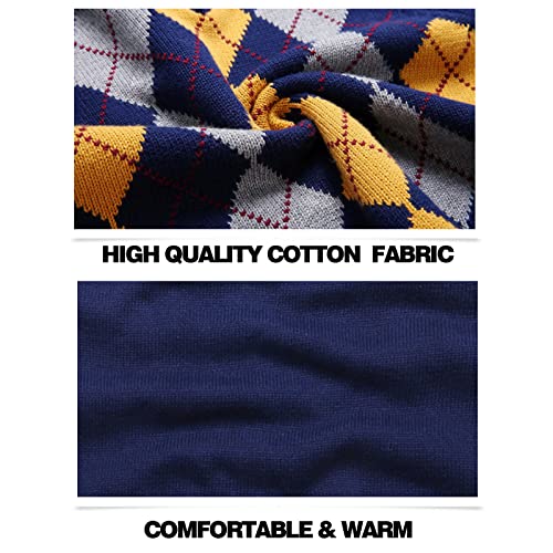 Image of Boys Sweater Vest V Neck Argyle Sleeveless Uniform Knit Plaid Kids Clothes
