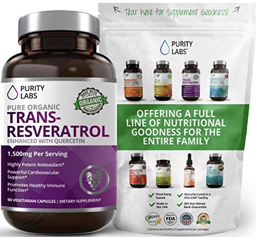 Organic Trans-Resveratrol. 1,500MG. Highest Quality and Potency Available. 90 Count. Antioxidant Supplement