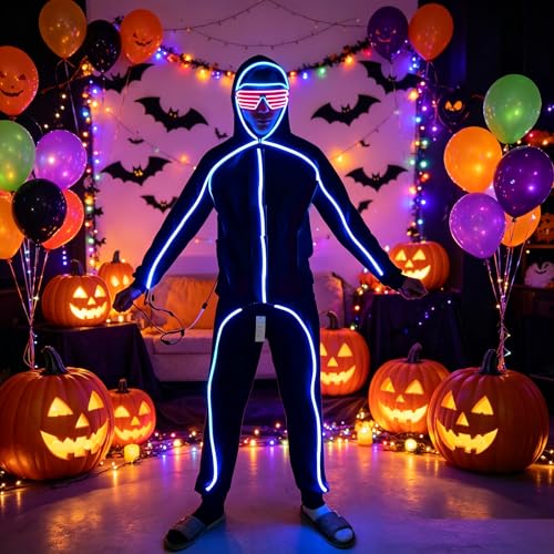 Disfraz luminoso robot con luces LED para adulto miniatura 4