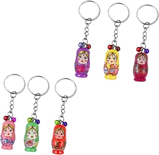 Toyvian 6 Pçs Matryoshka Mini Boneca Mini Mochila Brinquedo Quebra-Cabeça Brinquedos Bonecas Russas De Metal Aninhamento Boneca De Aninhamento Chaveiro Bonecas Russas De Madeira Chaveiro