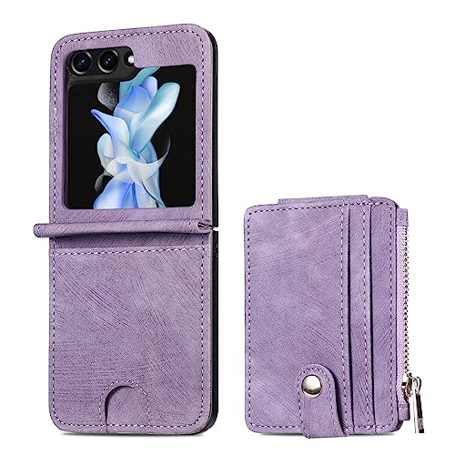 Étui portefeuille en cuir pour Samsung Z Flip 7 anti-perte