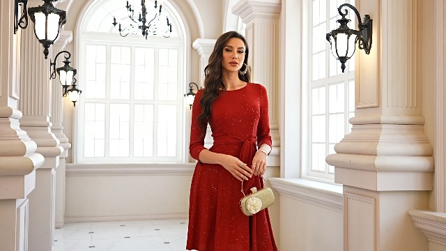 cocktail dress winter DRESSTELLS Sequin Dresses for Women, Vintage Wedding Guest Sparkly Midi Dress, 3/4 Sleeve Church Formal Bridesmaid Evening Gown Gala Party Prom, 2026 Summer, Glitter Black S : Clothing, Shoes & Jewelry season: 26S8 Size:Women XL * Model is wearing Plus Size Wedding Dresses