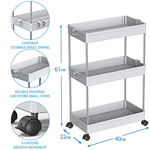 SPACEKEEPER Carrello portaoggetti a 3 Piani