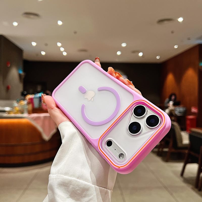 Image of LuxuryKase Frosted Clear MagSafe Case for iPhone 17 Pro | Translucent Matte Back | Soft TPU Bumper + Hard PC Back | Raised Camera Protection | Wireless Charging Compatible - Purple