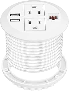 Power Grommet 3 Inch for Desktop, Recessed Desk Outlet with 2USB, 2 AC ...