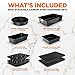 NutriChef 8-Piece Stackable Nonstick Bakeware Set - Premium Steel Baking Tray Set - Includes Round Cake Pan, 6-Cup Muffin Pans, Wide/Square Brownie & Loaf Pans, Cookie Sheet, & Roaster Pan (Black)