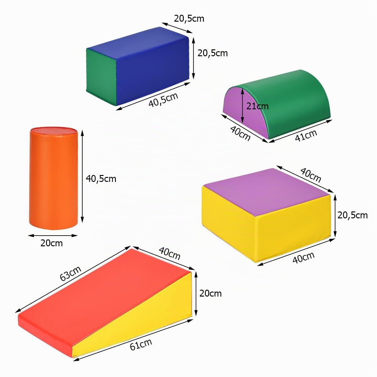 LIFEZEAL Juego de 5 Piezas para Trepar y Gatear, Juego Interactivo de Bloques de Espuma Infantil para Deslizarse, Espuma Ligera Segura para Niños, Adecuado para Casa, Guardería, Sala de Juegos