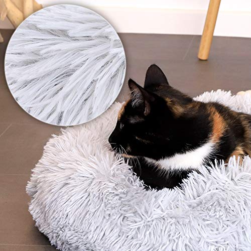 lionto-Hundebett-rund-Hundekissen-Hundesofa-Katzenbett-Donut-S-40-cm-O-Hellgrau