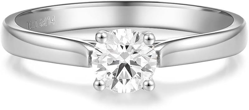 AGVANA The Eternal Knot 0.3 Carat - 1 Carat Lab Grown Diamond 4 Prong Solitaire Ring in Sterling Silver Engagement Promise Anniversary Wedding Ring for Women (D-E Color, VS Clarity)