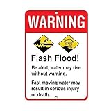 Lilyanaen New Metal Sign Aluminum Sign Warning Flash Flood! Be Alert Avoid Serious Injury Or Death Sign for Outdoor & Indoor 8"x12"