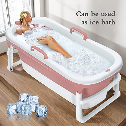 54''Large Adult Portable Bathtub Freestanding Bathtubs Ice Bath Foldable Collapsible Tub Barrel Sweat Steaming Bathtub Home Sauna For Adult Foldable Shower Basin Bath With Lid #TOP1