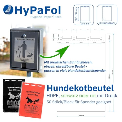 Hypafol Hundekotbeutel 1000 Stück à 20 x 50 St. I 20x 31 cm I Hundetüten aus robustem HDPE I Hygienisch, extra stark & reißfest I Mit Einhängeösen für Spender I Umweltfreundlich & nachhaltig