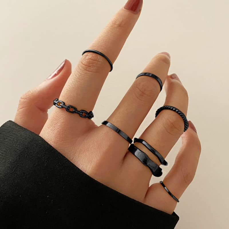 Mihan Black Color Set Rings For Women Men Punk Style Hip Hop Simple Metal Circle Rings 2022 Trend Jewelry Party Gifts