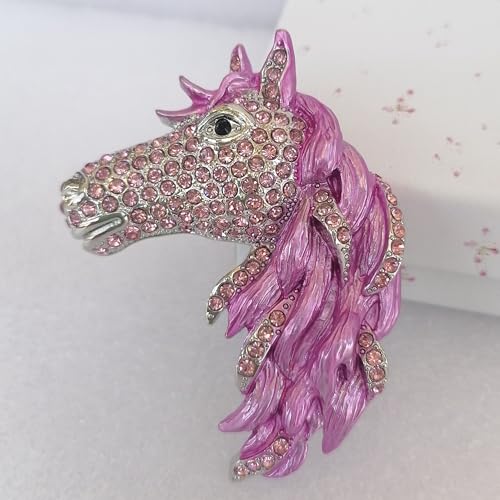 Image of Art Style 2.76 inch Horse Brooch Pin Pendant Rhinestone Crystal BZ6535