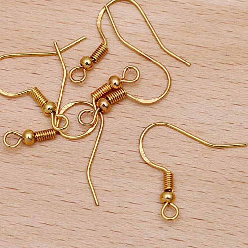 350 Pcs DIY Earrings Making Supplies Kit, 925 Hypo-allergenic Fish Earring Hooks, Open Jump Rings with Soft Silicone Earring Backs (Gold)
