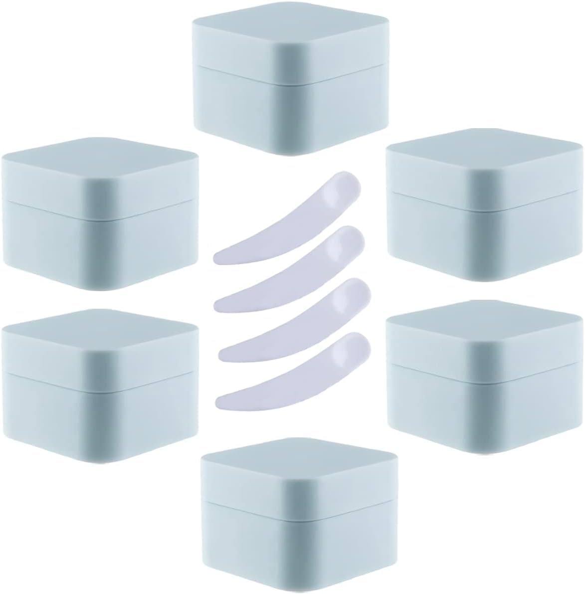 FLYIODFCXV cosmetic jar, Pack of 6,Square Blue Plastic Cream Jars Cosmetic Pots with Inner Liner Containers for Lip Balm, Lotion(Blue,20ml)