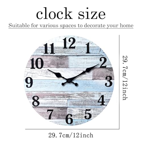 Xnm Blue Wood Wall Clock For Living Room thumb #3