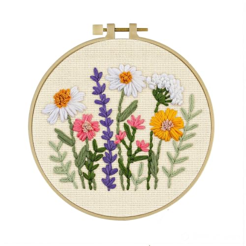 Image of PATPAT Punch Needle Kit Beginners Adults, DIY Flower Embroidery Set for Starter Art Craft, Needling Punching Project with Patterns, Tools, Yarns, Hoop, Instruction-Multicolor