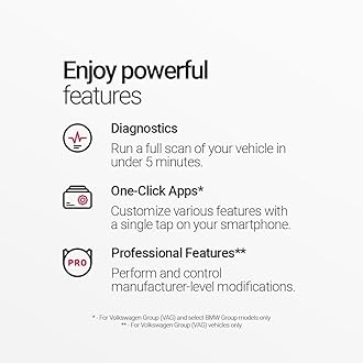 OBDeleven OBD2 Diagnostic Scanner for VW, Audi, Seat, Cupra, Skoda, BMW, Mini - Next Gen Bluetooth Device, Android & iOS Compatible (Device + 100 Credits)