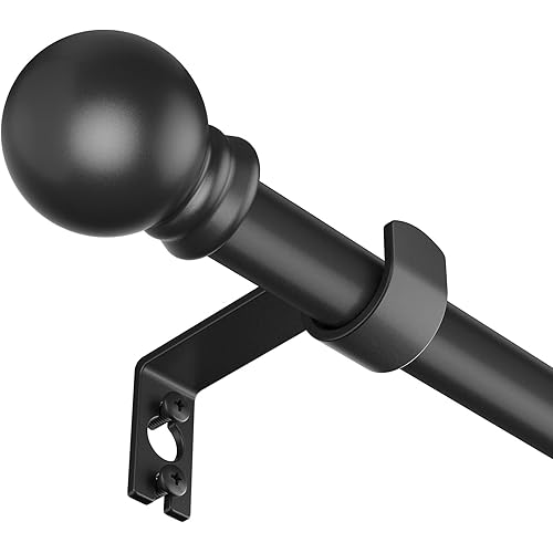 Curtain Rods for Window 32 to 120, Black 5/8 inch Splicing Single Window Curtain Rod Set with Brackets