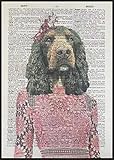Tableau vintage en forme de cocker marron chocolat avec inscription « Cocker » (français non garanti) - Pour fille, chien, chien humanisé dans les vêtements - Cadeau mural original