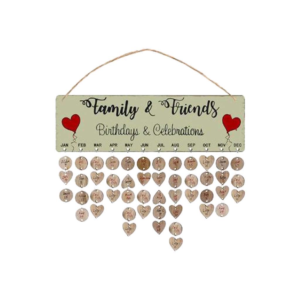 Wooden Birthday Reminder Calendar Board Party Party Home Wall Decoration Crafts DIY Wood Crafts Calendar Board for Female Friends Wife Creative Gift for Home Office