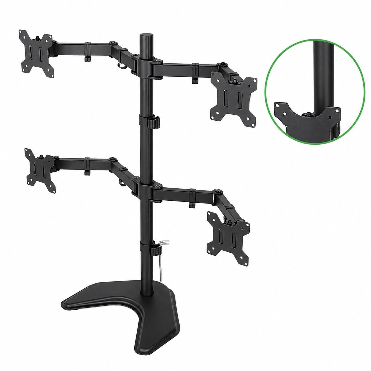 Techly 027590 Supporto da Scrivania per 4 Monitor 13-27" con Base Nero