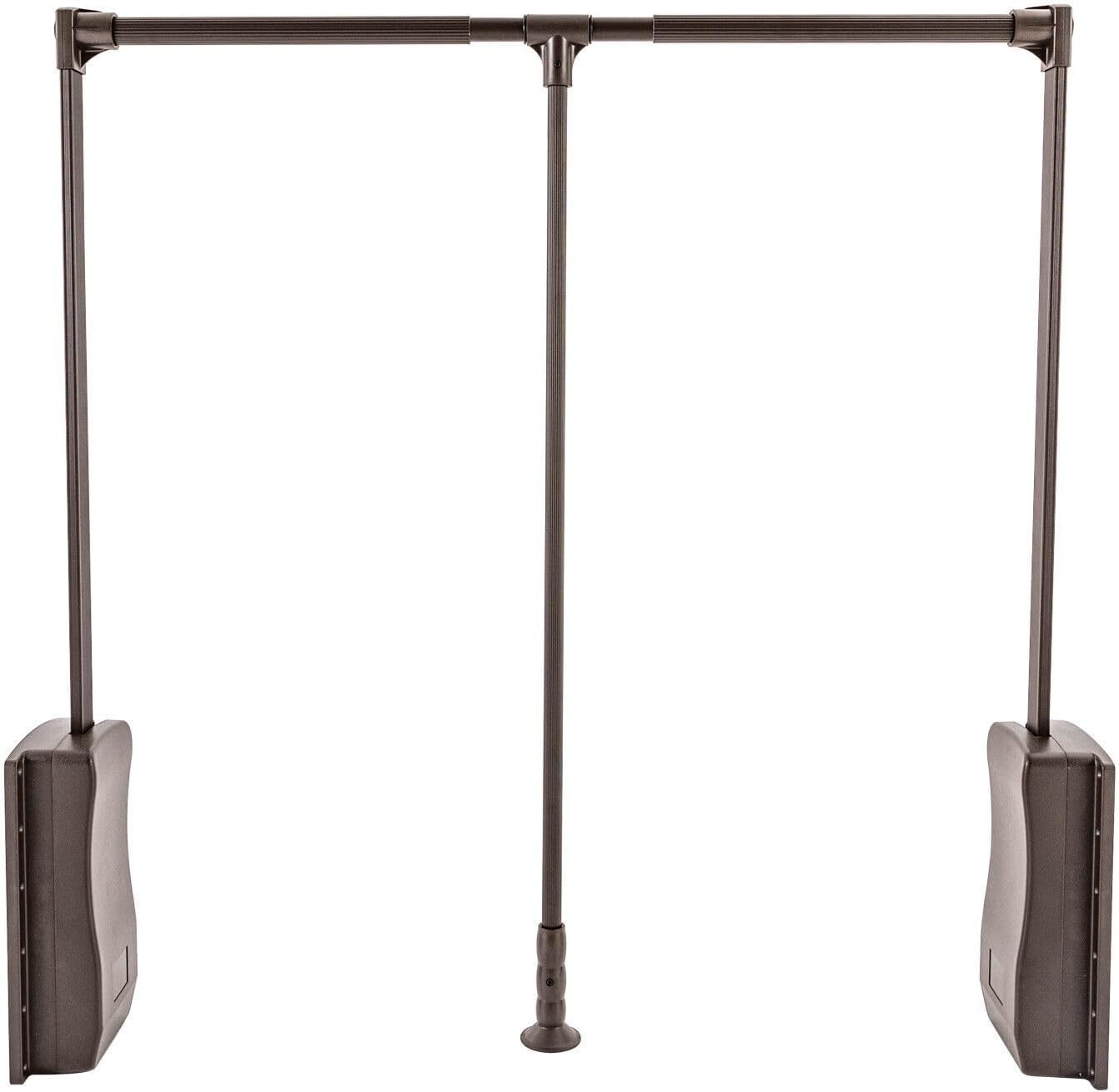 Wall Mounted Pull Down Closet Rod Wardrobe Lift Wide Adjustable 35-47inch Aluminium Retractable Cabinet Rail Lifter Hanger Organizer Storage System Buffer Return Space Saving Weight Capacity 66lbs