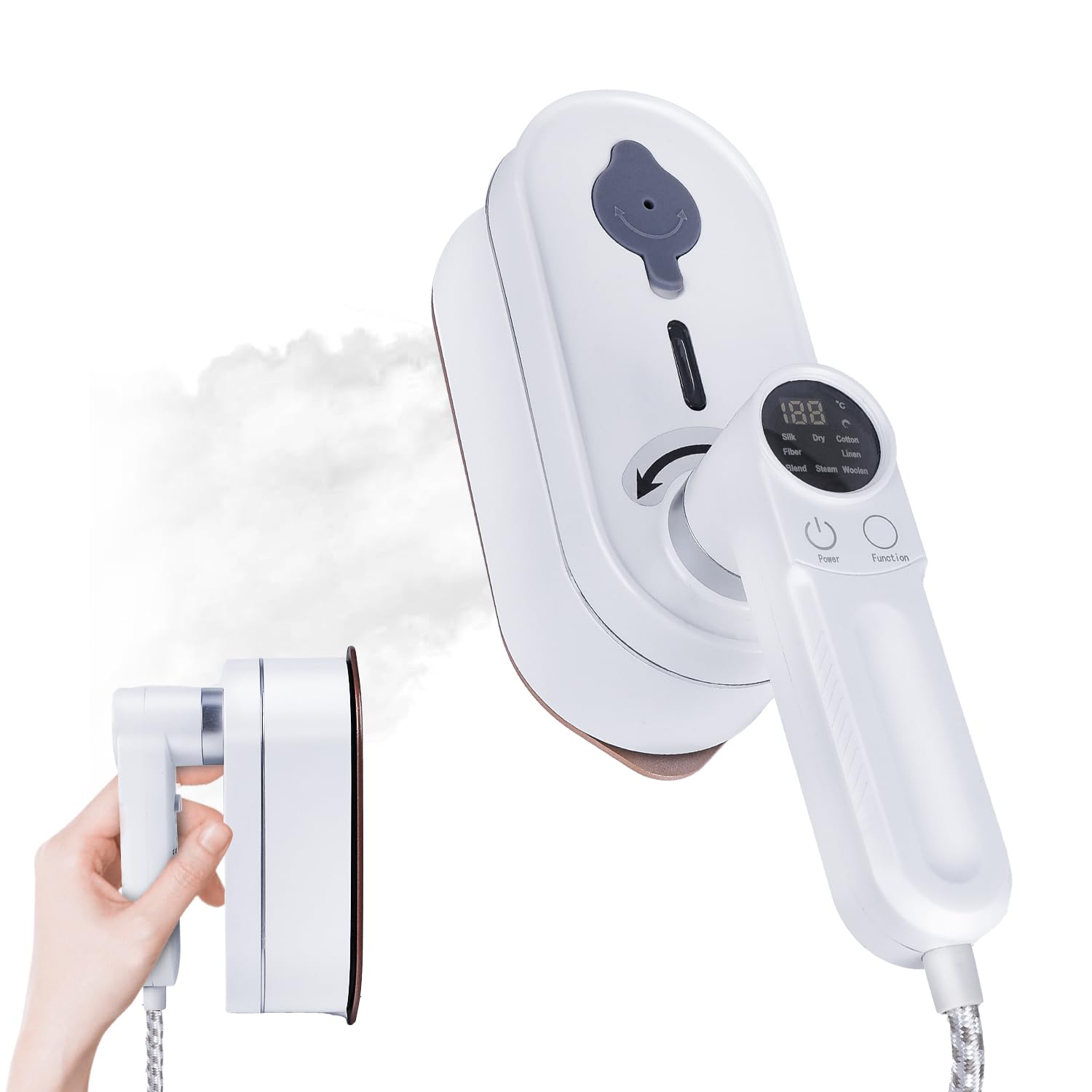 Travel Iron Portable Clothes Steamer, YONGYAO Handheld Steamer for clothing, horizontal and vertical steamer, 1200W, 10S fast heat-up, 100ML water tank, LCD screen Iron for Home, Office, Travel