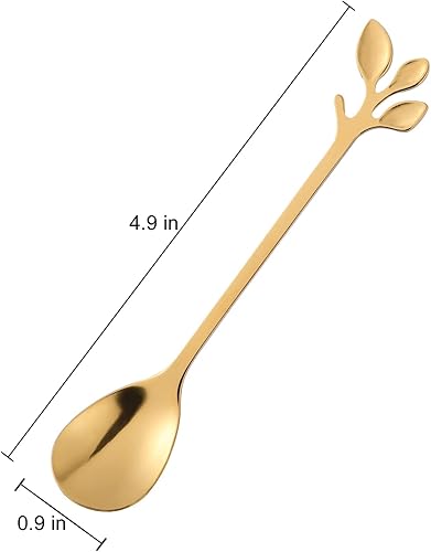 Miniatura 2 de 10 cucharaditas de mango largo, cucharas de café de acero inoxidable dorado, juego de cucharas de mezcla para cóctel de helado (dorado)